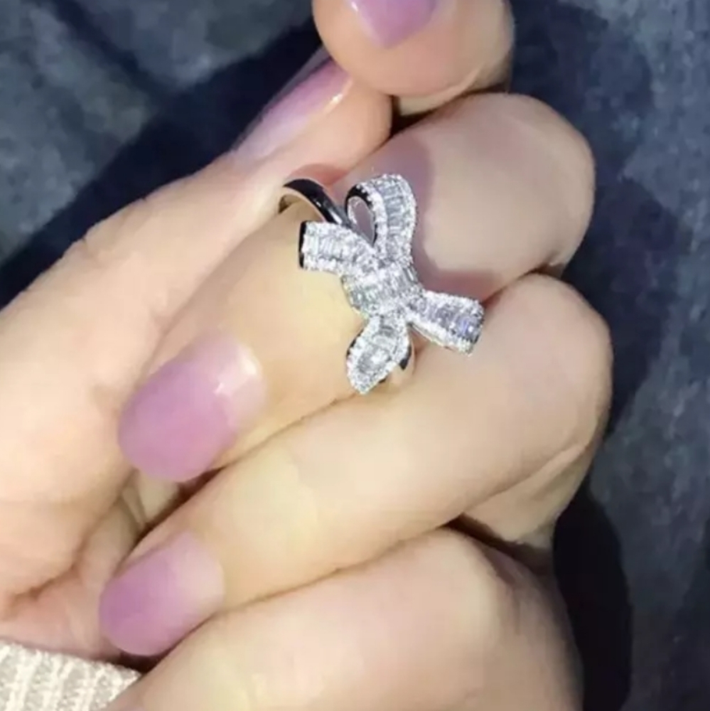 NEW π BOW RING SILVER PLATED - Picture 4 of 6